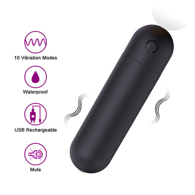 10-Frequency Strong Bullet Vibrator – Portable Adult Toy, Matte Electroplated Female Masturbator