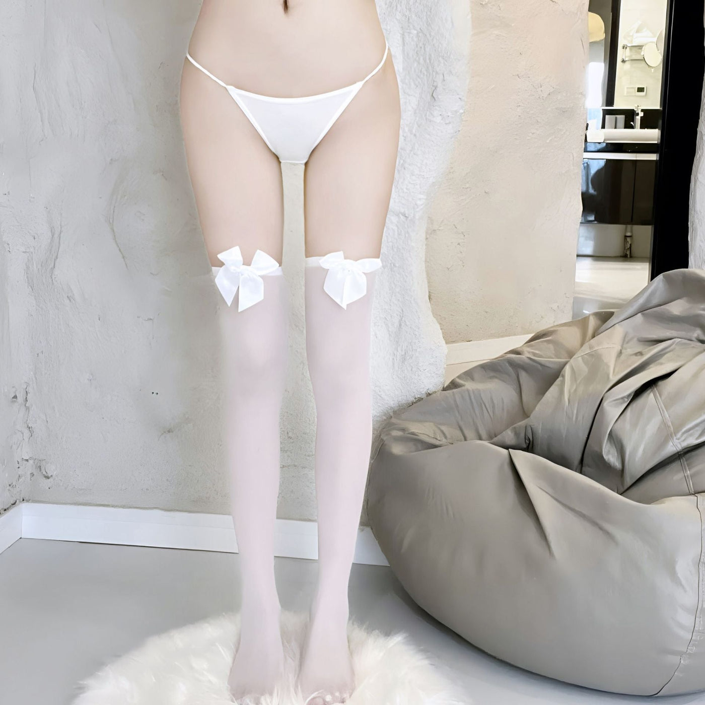 Sexy Lingerie & Stockings Set – Erotic Bodysuit, Fishnet & Thigh-High Hosiery for Women