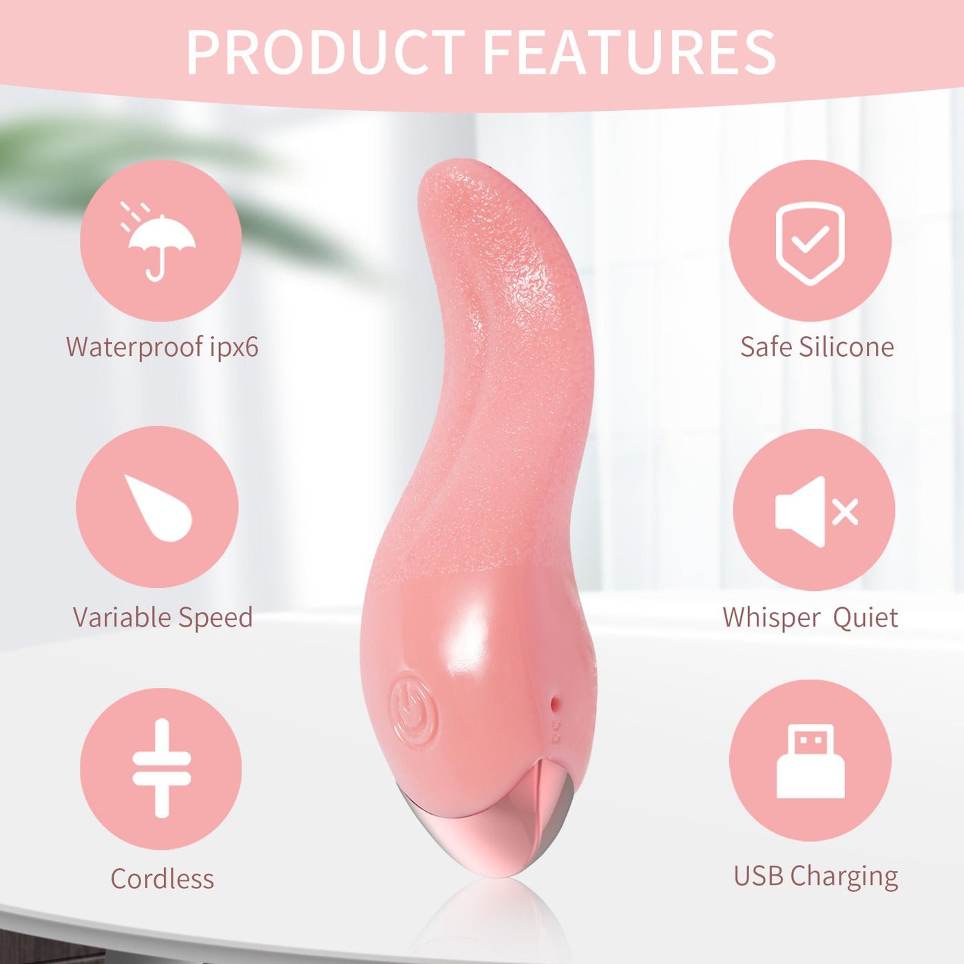 Rechargeable Vibrating Tongue Licking Stimulator – Silent Female Masturbator
