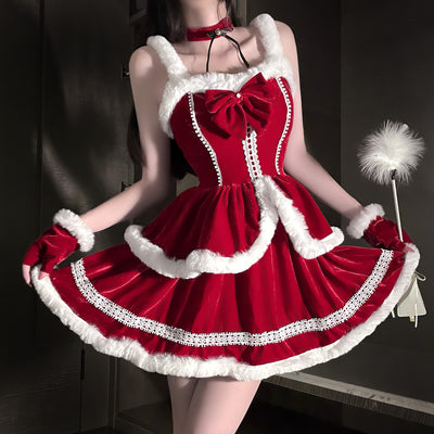 Sexy Christmas Bustier Lingerie Dress – New Year Warrior Outfit, Hot Party Mini Dress
