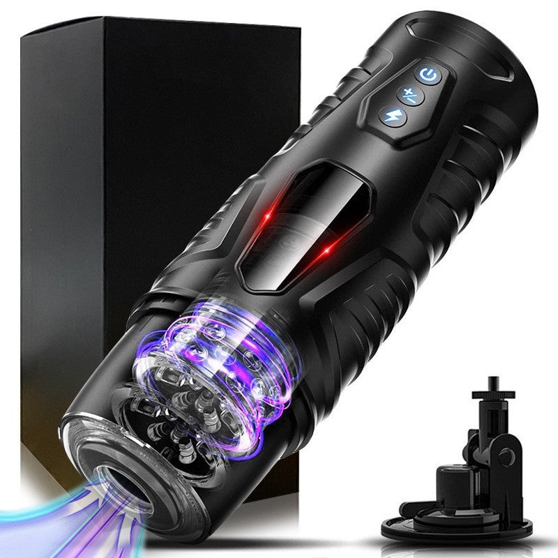 VibeWeaver Black Warrior Male Masturbator, Automatic Telescopic Rotating Hands-Free Electric Toy