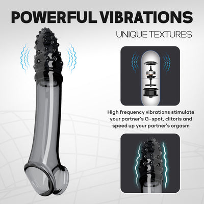 Vibrating Penis Sleeve with Spikes – Extended Wear Cock Ring for Delay & Locking
