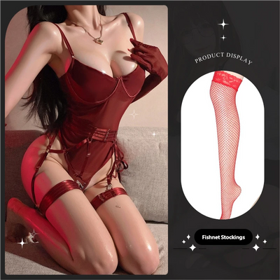 Sexy Lace Push-Up Shaping Bodysuit with Leg Harness – Slimming Lingerie for Petite Busts