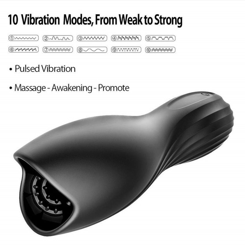 Electric Penis Trainer Masturbator Cup – Silicone Male Enhancement & Oral Simulation Stroker for Glans Training