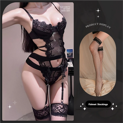 Erotic One-Piece Lingerie with Underwire – Sheer Mesh Bodysuit for Seductive Styling