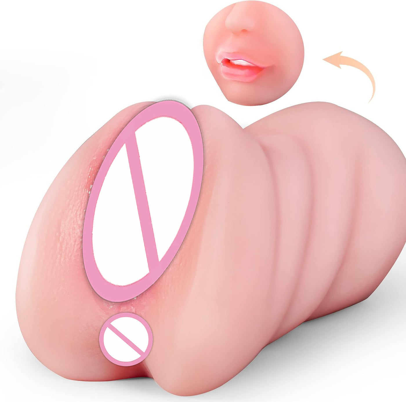 VibeWeaver 3-in-1 Male Masturbator Cup, Oral Vaginal Anal Stroker with Teeth & Tongue, Realistic Soft TPE Sleeve