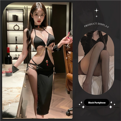 Sexy Queen Hollow Cheongsam – Exotic Backless Dance Dress