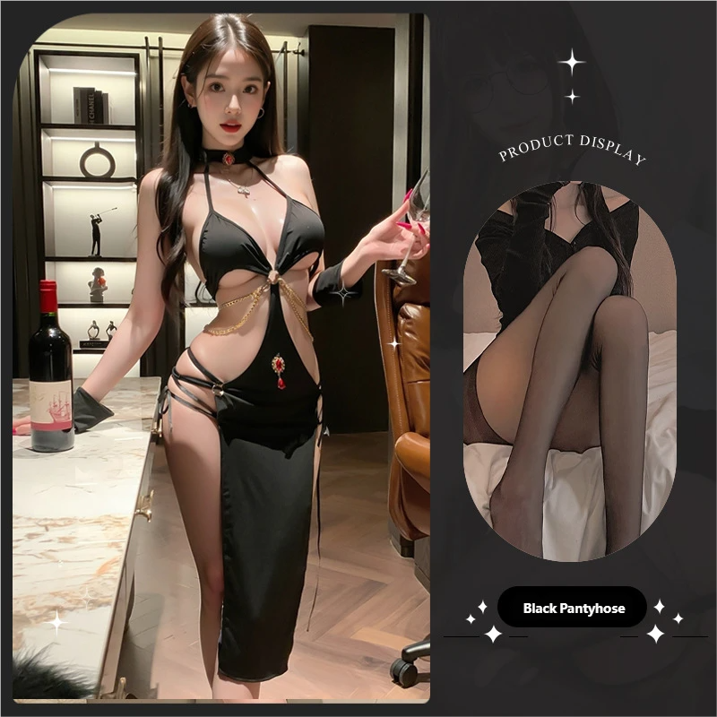 Sexy Queen Hollow Cheongsam – Exotic Backless Dance Dress