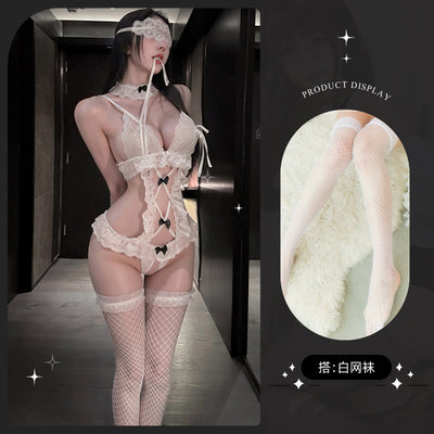 Sexy Lace One-Piece – Open-Crotch Maid Lingerie