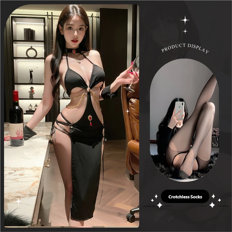 Sexy Queen Hollow Cheongsam – Exotic Backless Dance Dress