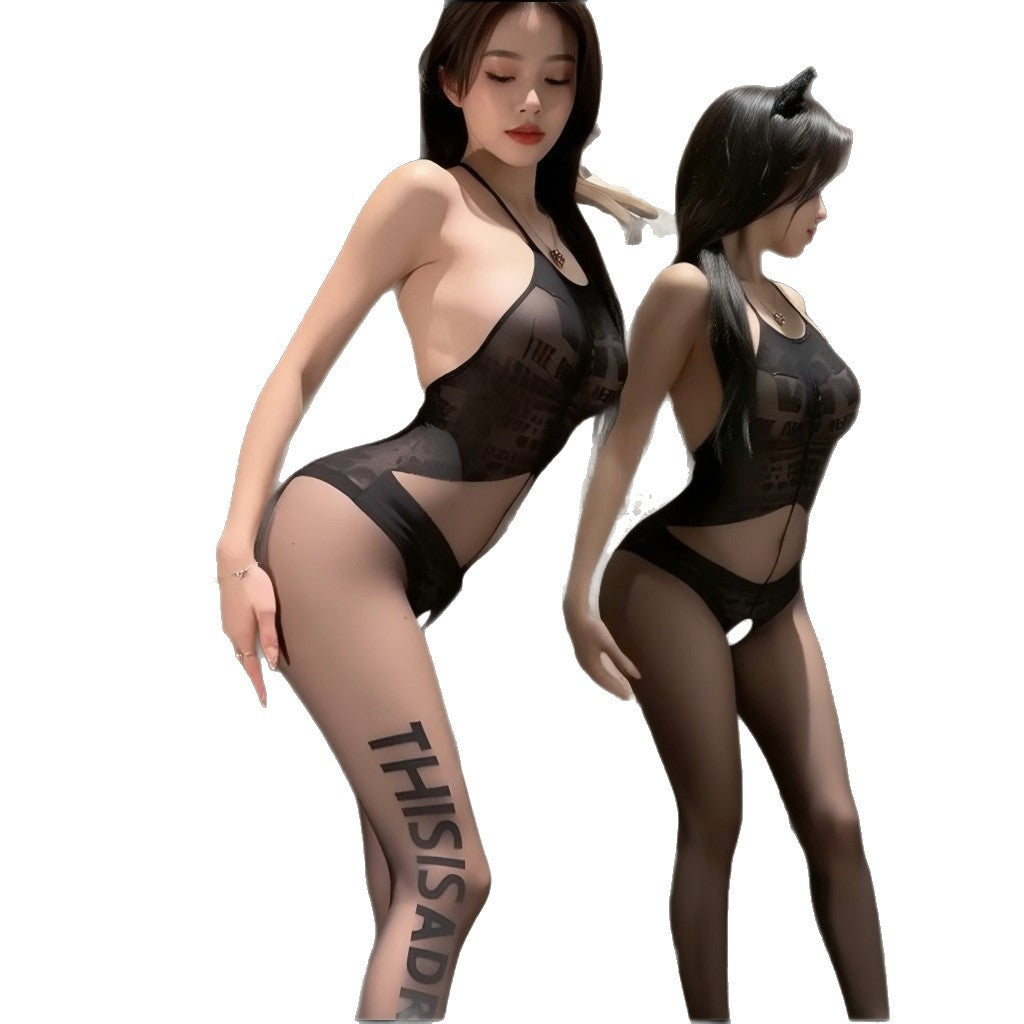 VibeWeaver Sexy Open Crotch Bodystocking for Women, See-Through One-Piece Erotic Lingerie