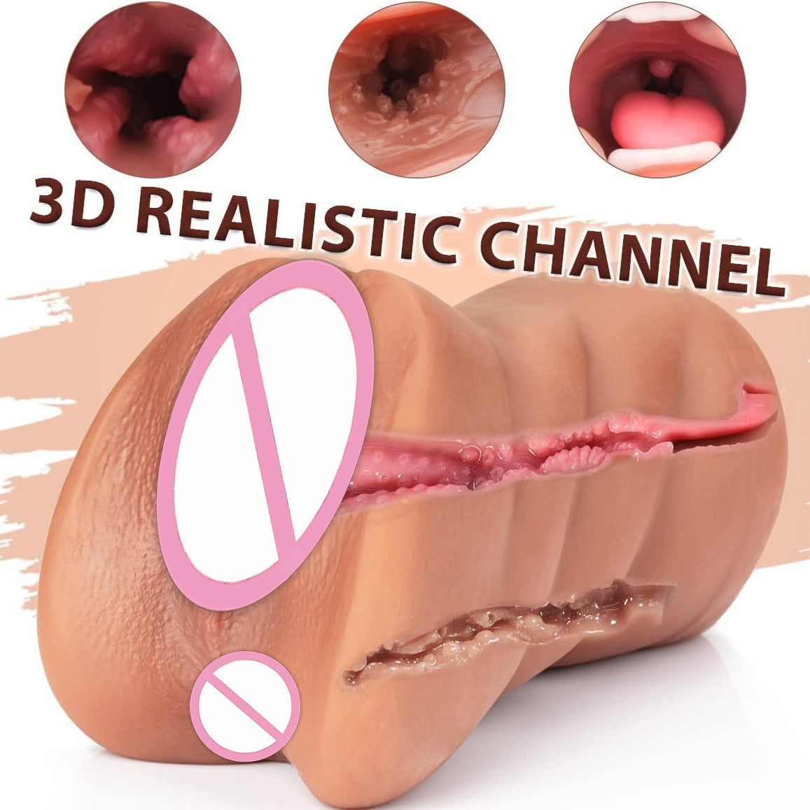 VibeWeaver 3-in-1 Male Masturbator Cup, Oral Vaginal Anal Stroker with Teeth & Tongue, Realistic Soft TPE Sleeve