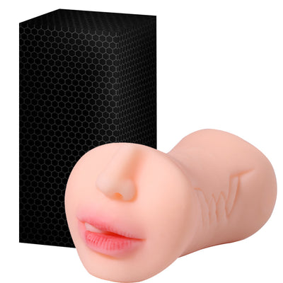 VibeWeaver 3-in-1 Male Masturbator Cup, Oral Vaginal Anal Stroker with Teeth & Tongue, Realistic Soft TPE Sleeve