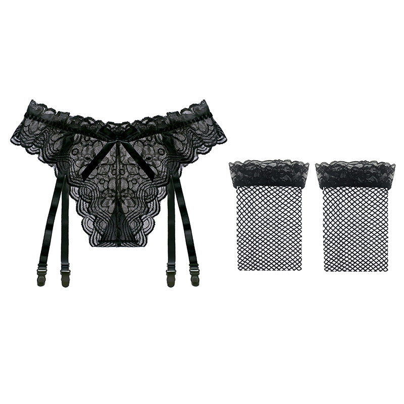 All-Lace Sheer Garter & Thigh-High Stockings Set – Ultra-Thin Seductive Lingerie