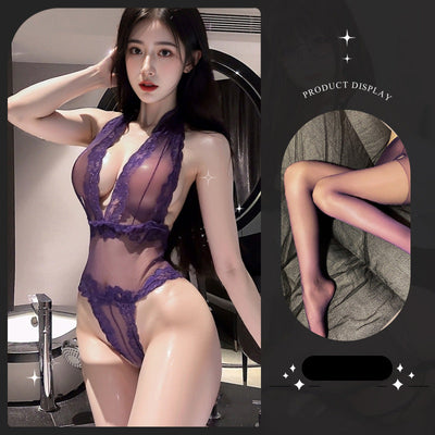 Sexy Sheer Mesh Bodysuit – Hollow-Out See-Through Lingerie for Seductive Nights