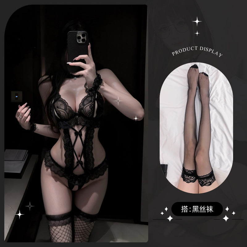 Sexy Lace One-Piece – Open-Crotch Maid Lingerie