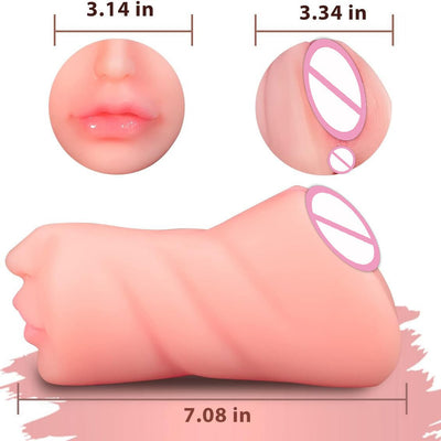 VibeWeaver 3-in-1 Male Masturbator Cup, Oral Vaginal Anal Stroker with Teeth & Tongue, Realistic Soft TPE Sleeve