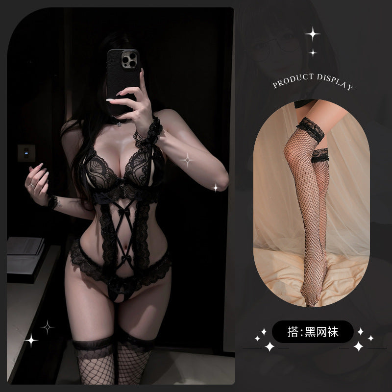 Sexy Lace One-Piece – Open-Crotch Maid Lingerie