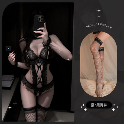 Sexy Lace One-Piece – Open-Crotch Maid Lingerie