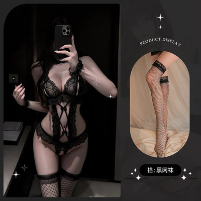 Sexy Lace One-Piece – Open-Crotch Maid Lingerie