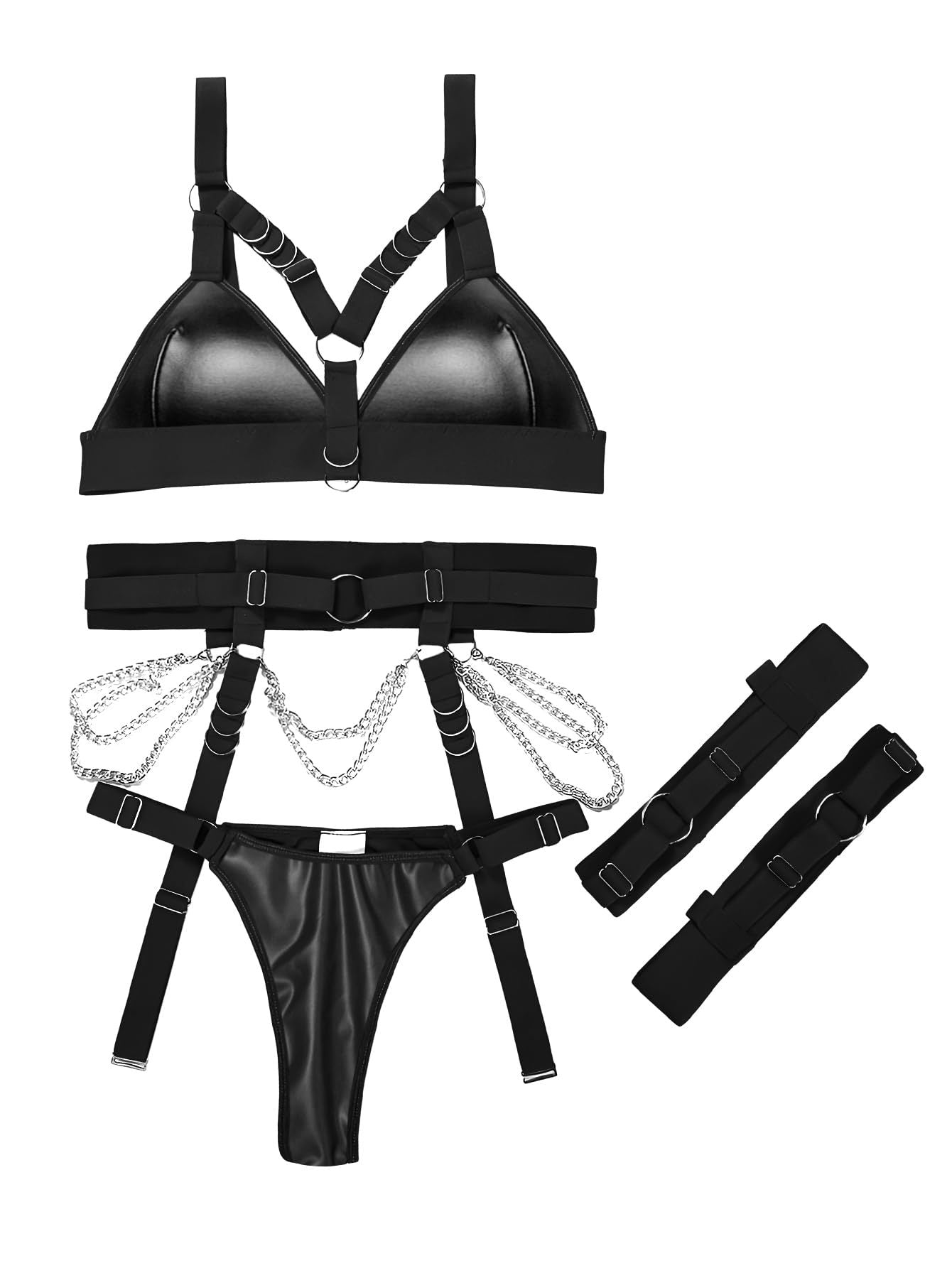 VibeWeaver Erotic Bondage Waist & Thigh Harness Lingerie Set – Adjustable 3-Piece Seductive Outfit for Women