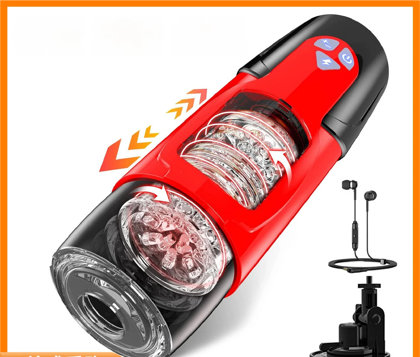 VibeWeaver Black Warrior Male Masturbator, Automatic Telescopic Rotating Hands-Free Electric Toy