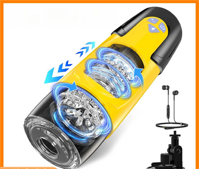 VibeWeaver Black Warrior Male Masturbator, Automatic Telescopic Rotating Hands-Free Electric Toy