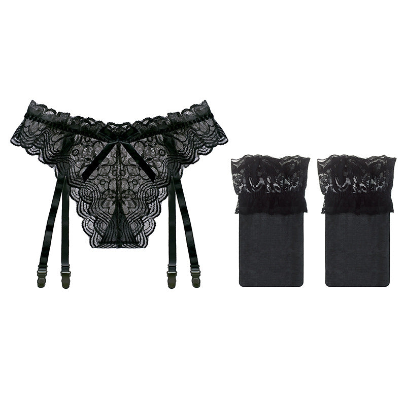 All-Lace Sheer Garter & Thigh-High Stockings Set – Ultra-Thin Seductive Lingerie