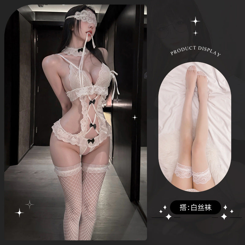 Sexy Lace One-Piece – Open-Crotch Maid Lingerie