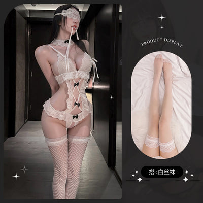 Sexy Lace One-Piece – Open-Crotch Maid Lingerie