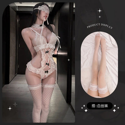 Sexy Lace One-Piece – Open-Crotch Maid Lingerie