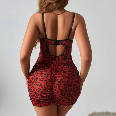 Wild Leopard Lingerie Set – Sexy Nightclub Outfit with Tempting Hip Skirt