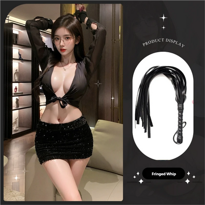 Deep V Sexy Secretary Lingerie Set – Flirty Office Roleplay Mini Dress