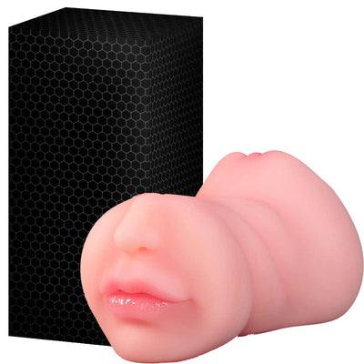 VibeWeaver 3-in-1 Male Masturbator Cup, Oral Vaginal Anal Stroker with Teeth & Tongue, Realistic Soft TPE Sleeve