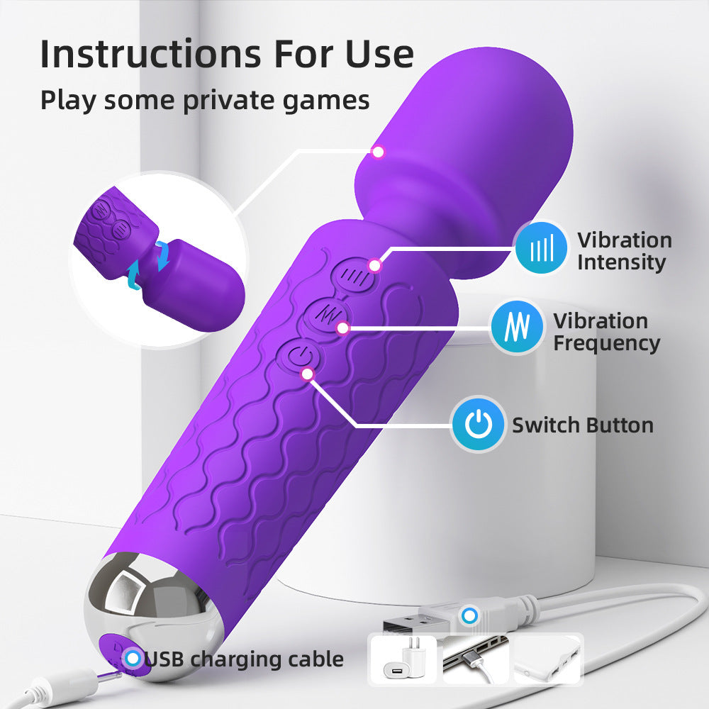 8-Speed 20-Frequency Rechargeable AV Vibrator – Waterproof, Strong Vibration, Silent, Multi-Mode Pleasure for Women
