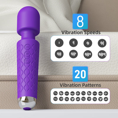 8-Speed 20-Frequency Rechargeable AV Vibrator – Waterproof, Strong Vibration, Silent, Multi-Mode Pleasure for Women